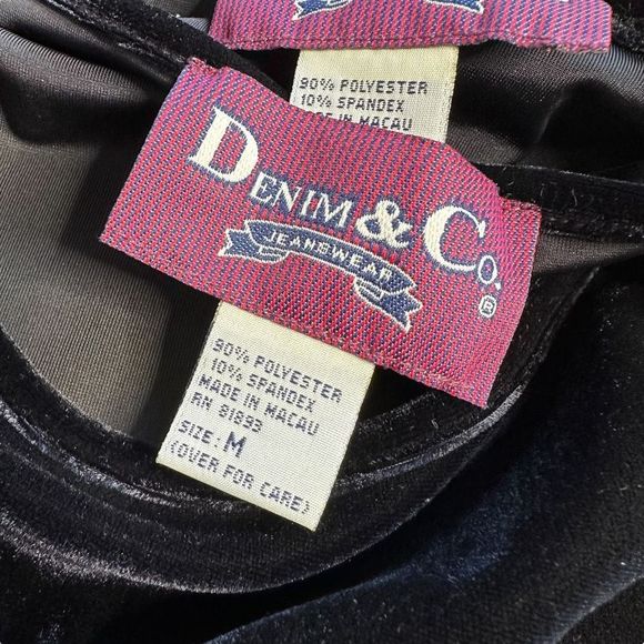 Denim & Co. 2 Pc Black Velvet Cardigan & Tank Set EUC Button Down Size M Stretch - Picture 6 of 15